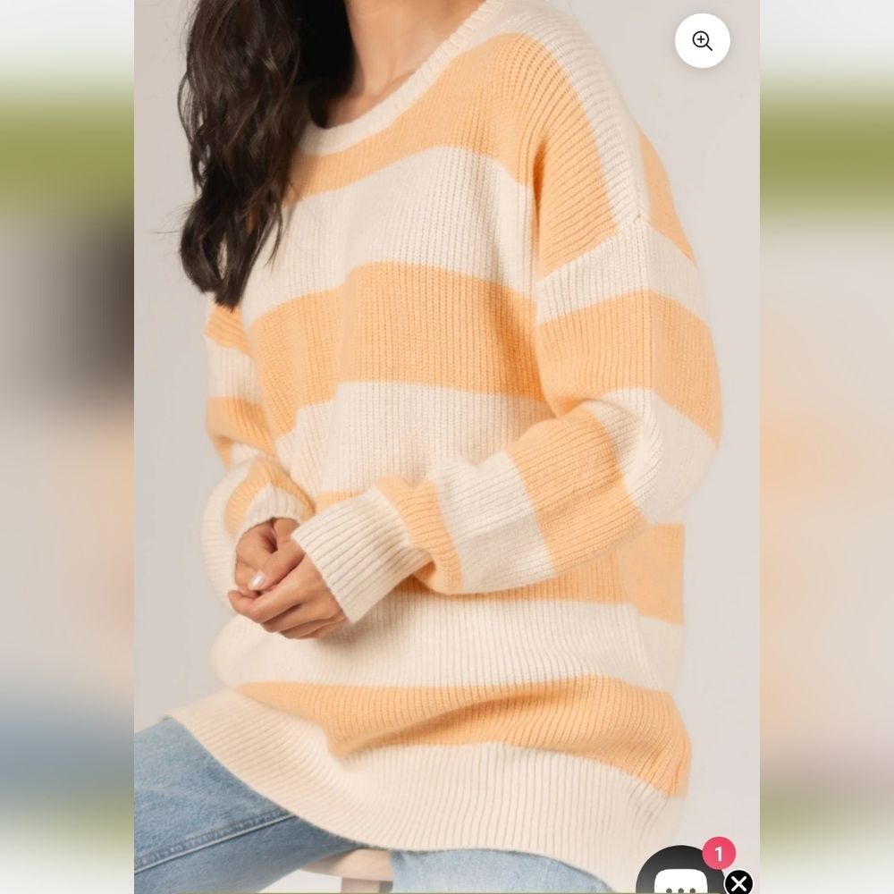 Striped Cream and Tan Women's Sweater